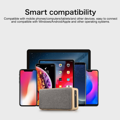 W5A Subwoofer Fabric Wooden Touch Bluetooth Speaker, Support TF Card & U Disk & 3.5mm AUX(Yellow Wood) - Desktop Speaker by buy2fix | Online Shopping UK | buy2fix