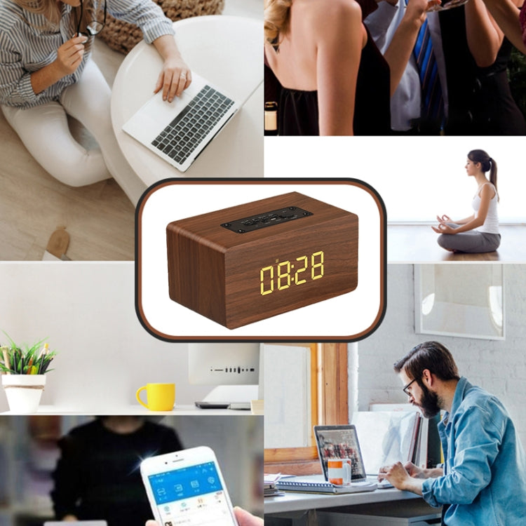 W5C Subwoofer Wooden Clock Bluetooth Speaker, Support TF Card & 3.5mm AUX(Brown Wood) - Desktop Speaker by buy2fix | Online Shopping UK | buy2fix