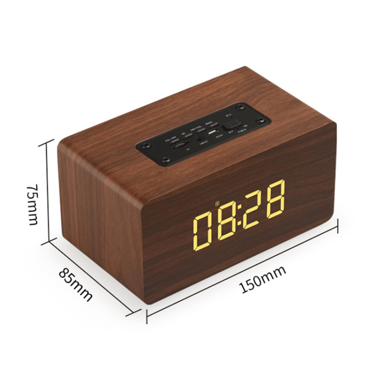 W5C Subwoofer Wooden Clock Bluetooth Speaker, Support TF Card & 3.5mm AUX(Brown Wood) - Desktop Speaker by buy2fix | Online Shopping UK | buy2fix