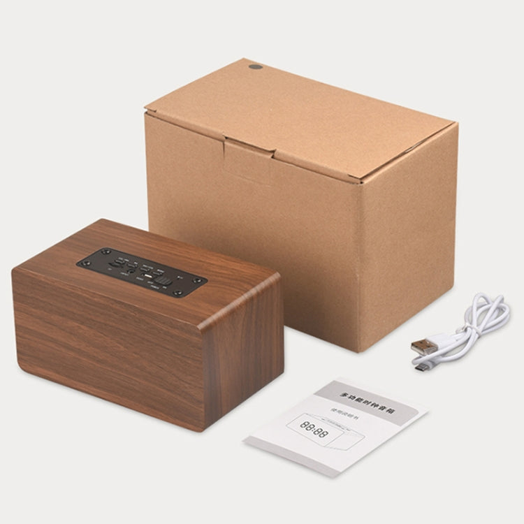 W5C Subwoofer Wooden Clock Bluetooth Speaker, Support TF Card & 3.5mm AUX(Brown Wood) - Desktop Speaker by buy2fix | Online Shopping UK | buy2fix
