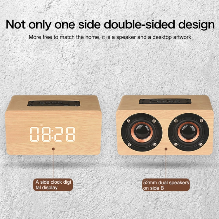 W5C Subwoofer Wooden Clock Bluetooth Speaker, Support TF Card & 3.5mm AUX(Yellow Wood) - Desktop Speaker by buy2fix | Online Shopping UK | buy2fix