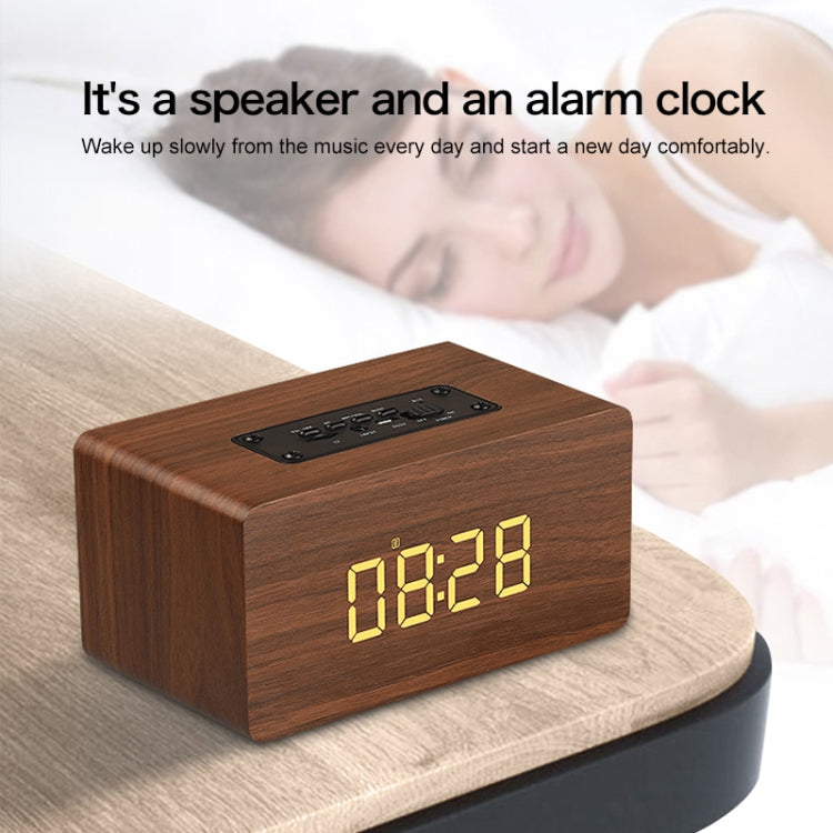 W5C Subwoofer Wooden Clock Bluetooth Speaker, Support TF Card & 3.5mm AUX(Brown Wood) - Desktop Speaker by buy2fix | Online Shopping UK | buy2fix