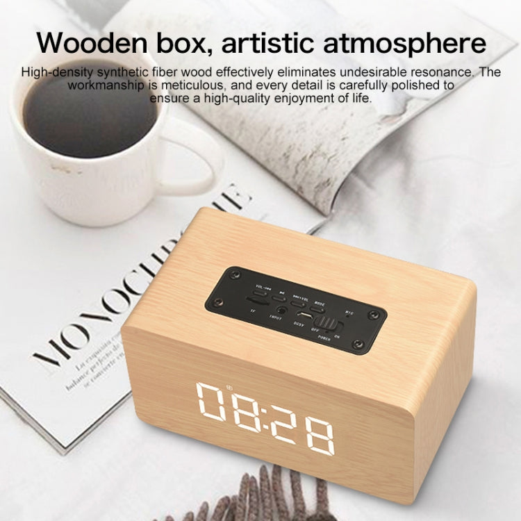 W5C Subwoofer Wooden Clock Bluetooth Speaker, Support TF Card & 3.5mm AUX(Yellow Wood) - Desktop Speaker by buy2fix | Online Shopping UK | buy2fix