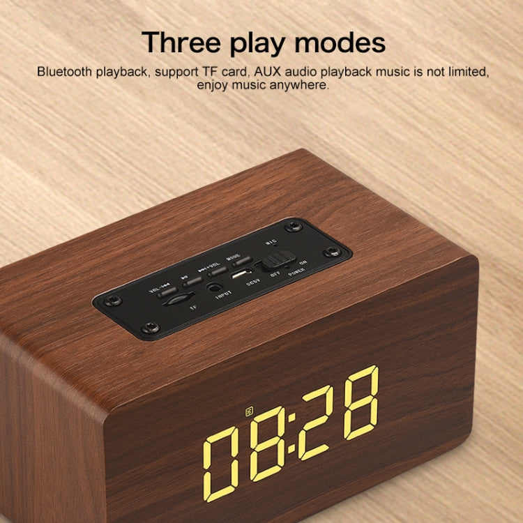 W5C Subwoofer Wooden Clock Bluetooth Speaker, Support TF Card & 3.5mm AUX(Brown Wood) - Desktop Speaker by buy2fix | Online Shopping UK | buy2fix