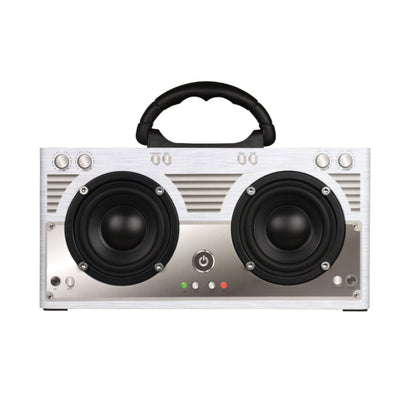 W9 Portable Retro Wooden Bluetooth Speaker, Support TF Card & 3.5mm AUX(Retro Silver) - Desktop Speaker by buy2fix | Online Shopping UK | buy2fix