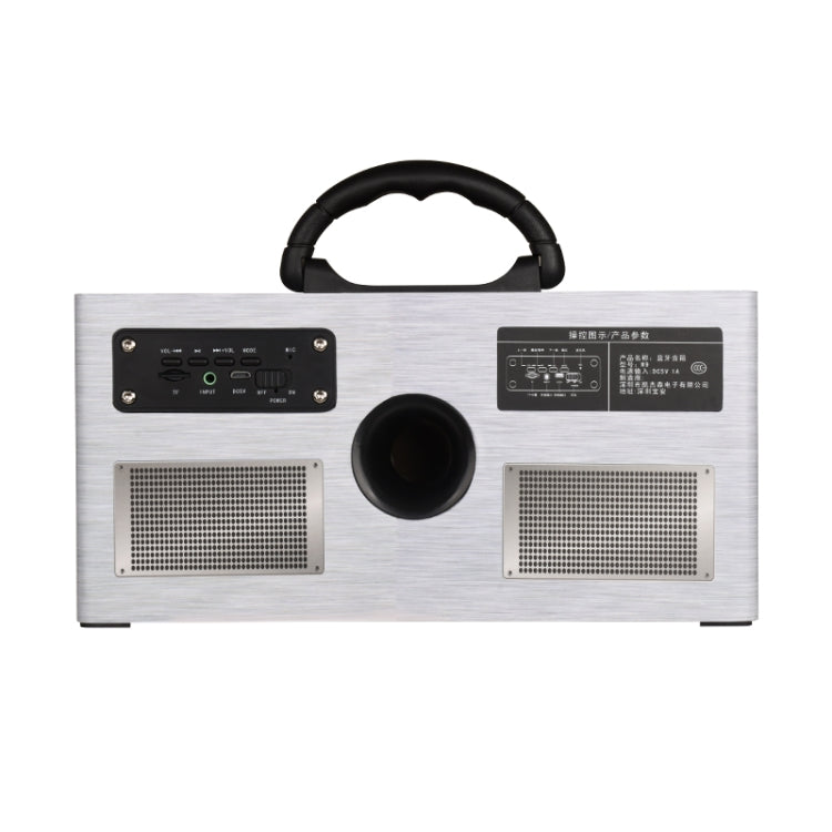 W9 Portable Retro Wooden Bluetooth Speaker, Support TF Card & 3.5mm AUX(Retro Silver) - Desktop Speaker by buy2fix | Online Shopping UK | buy2fix