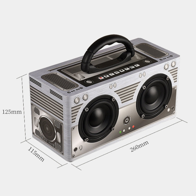 W9 Portable Retro Wooden Bluetooth Speaker, Support TF Card & 3.5mm AUX(Retro Silver) - Desktop Speaker by buy2fix | Online Shopping UK | buy2fix