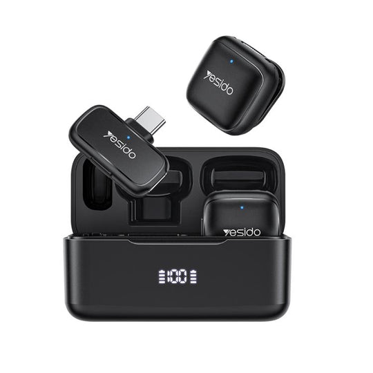 Yesido KR31 1 to 2 Wireless Lavalier Microphone Type-C Receiver with Charging Box(Black)
