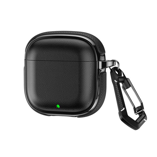 For Huawei FreeBuds SE 3 / SE 2 Split Design Vegan Leather Texture Earphone Protective Case With Metal Hook(Black)