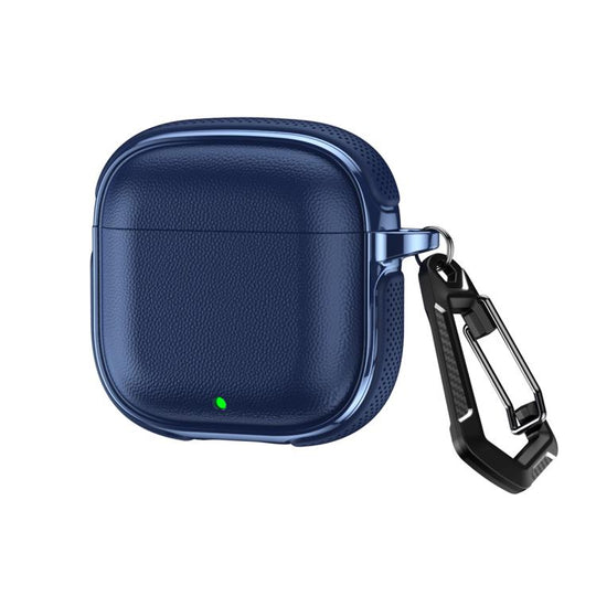 For Huawei FreeBuds SE 3 / SE 2 Split Design Vegan Leather Texture Earphone Protective Case With Metal Hook(Blue)