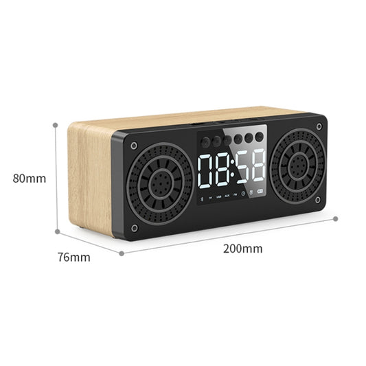 A10 Subwoofer Wooden Clock Bluetooth 5.0 Speaker, Support TF Card & U Disk Play & FM Radio(Yellow) by buy2fix