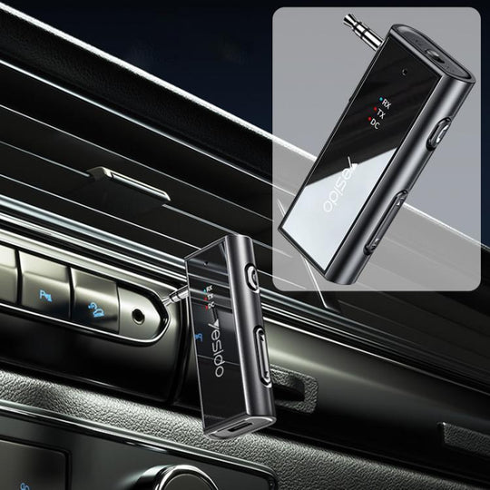 Yesido YAU41 2 in 1 Wireless Adapter 3.5mm Audio AUX Adapter BT 5.1 Transmitter Receiver For Car(Black)