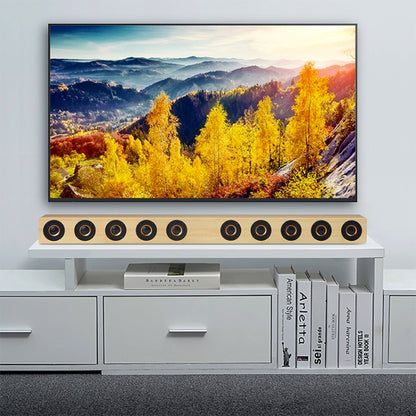 D90+ Subwoofer Wooden Bluetooth 4.2 Speaker with Remote Control, Support TF Card & 3.5mm AUX Coaxial & Optical Fiber & U Disk(Yellow) - Desktop Speaker by buy2fix | Online Shopping UK | buy2fix