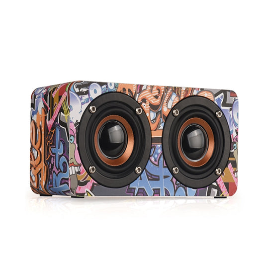 M5 Subwoofer Wooden Bluetooth 4.2 Speaker, Support TF Card & 3.5mm AUX & FM(Graffiti Color) by buy2fix