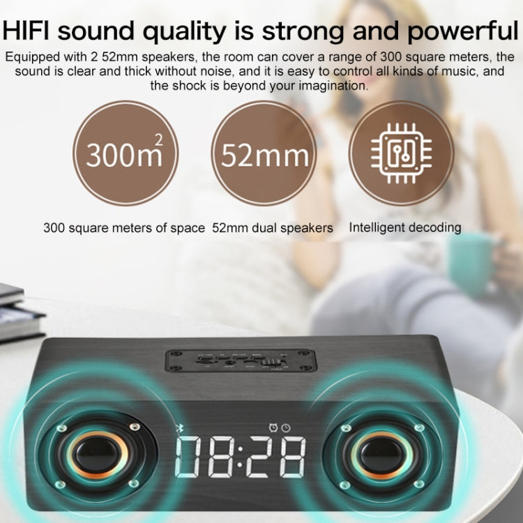 M5 Subwoofer Wooden Bluetooth 4.2 Speaker, Support TF Card & 3.5mm AUX & FM(Black) by buy2fix