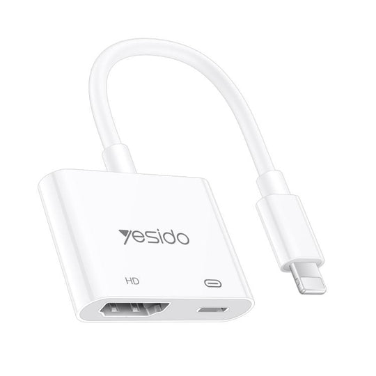Yesido HM20 8 Pin to HDMI, Type-C 1080P 60Hz High-Definition Audio Video Adapter(White)