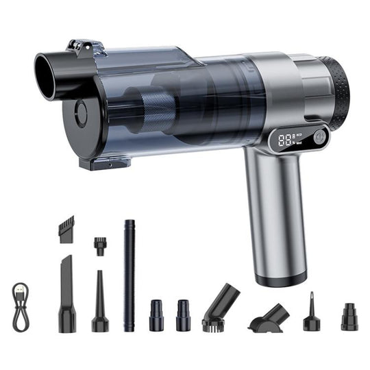 SUITU ST-153A Plus Handheld Blow Suction Combo Car Vacuum Cleaner with Inflation Function(Silver Black)
