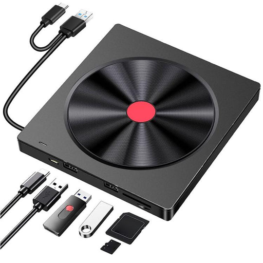 5-in-1 CD Pattern CD Burner External Optical Drive for Laptops(Black)