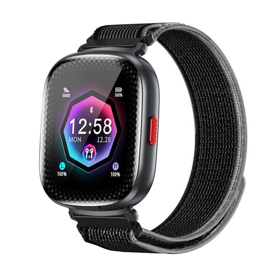 D22 2 in 1 TWS Headphones Smart Watch, Support AI Chat and Intelligent Translation, Specification:Nylon  Strap(Black)