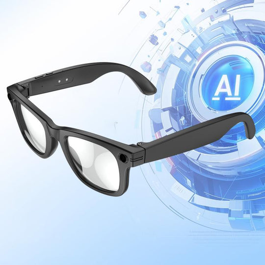 W610T Smart AI Glasses with 8MP HD Camera, BT Call, Video Recording, WiFi Transmission, Al Smart Voice Assistant, Type:Anti Blue Light Lens(Black)