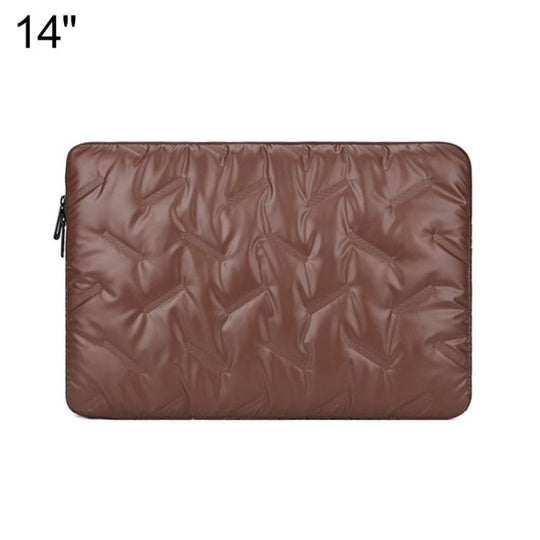Stylish Padded Laptop Sleeve Minimalist Clutch Organizer, Size:14 inch(Brown)