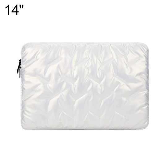 Stylish Padded Laptop Sleeve Minimalist Clutch Organizer, Size:14 inch(White)