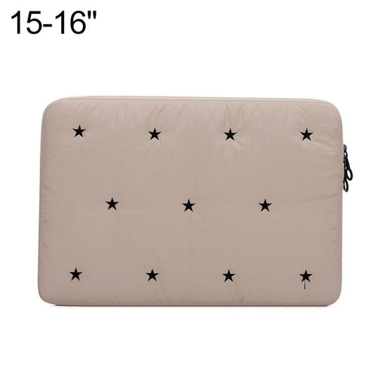 Star-Embroidered Laptop Sleeve Shockproof Protective Case, Size:15-16 inch(Khaki)