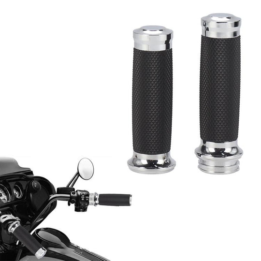 1 Pair Universal 25mm Retro RSD Motorcycle Handlebar Grips(Silver)