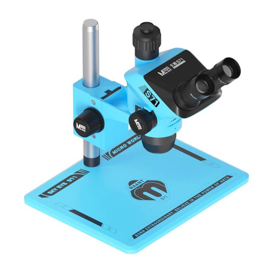 MaAnt S71 6.5-52X Synchronous Zoom Trinocular Stereo Microscope(Blue)