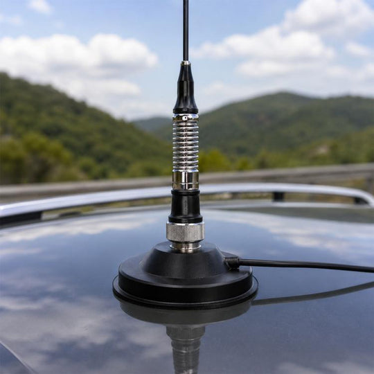 12CM Vehicle Magnetic Antenna Mount Base with 5M Coaxial Cable for Mobile Radio Antennas(Black)