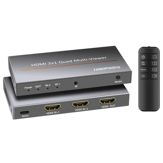 NK-HF3 1080P HDMI 2-In 1-Out Dual-View Splitter with Remote Control, Support PIP Function(Grey)