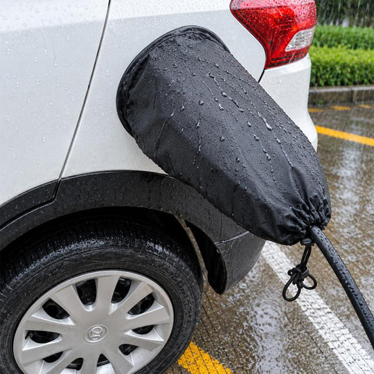 EV Charging Port Rain Cover Oxford Cloth Protective Cover for Tesla, BYD Electric Vehicles(Black)