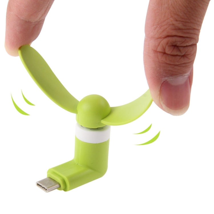 Fashion USB 3.1 Type-C Port Mini Fan with Two Leaves, For Mobile Phone with OTG Function(Green) - USB Fan by buy2fix | Online Shopping UK | buy2fix