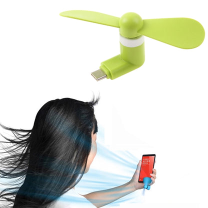 Fashion USB 3.1 Type-C Port Mini Fan with Two Leaves, For Mobile Phone with OTG Function(Green) - USB Fan by buy2fix | Online Shopping UK | buy2fix