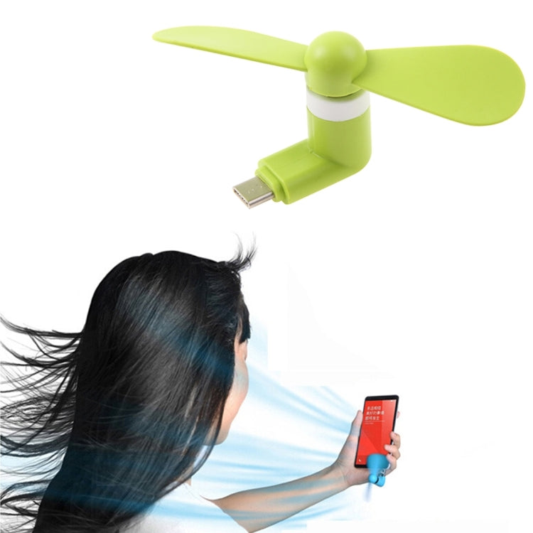 Fashion USB 3.1 Type-C Port Mini Fan with Two Leaves, For Mobile Phone with OTG Function(Blue) - USB Fan by buy2fix | Online Shopping UK | buy2fix