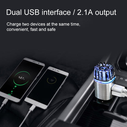 2 in 1 Car Negative-ion  Aromatherapy Air Purifier Humidifier + Dual USB Port Car Charger (Silver) - Air Purifier by buy2fix | Online Shopping UK | buy2fix
