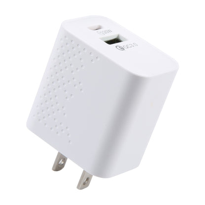 LZ-105A+C PD 20W USB-C/Type-C+QC 3.0 USB Ports Dot Pattern Travel Charger, US Plug(White) - USB Charger by buy2fix | Online Shopping UK | buy2fix