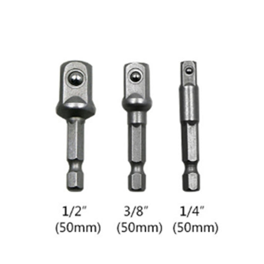 3 PCS/Set Socket Bit Extension Bar Hex Shank Adapter Drill Nut Driver Power Drill Bit(1/4, 3/8, 1/2 inch), Length:50mm by buy2fix