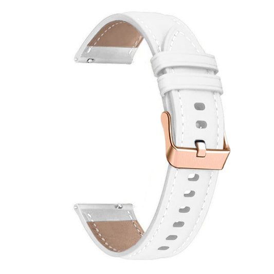 For Garmin Forerunner 265S / 255S / Venu 2S 18mm Rose Gold Buckle Genuine Leather Watch Band (White) - Watch Bands by buy2fix | Online Shopping UK | buy2fix
