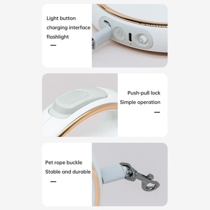 S62 Small and Medium Dog with Light Automatic Retractable Dog Leash, Length: 3m (White) - Leashes & Chest Strap by buy2fix | Online Shopping UK | buy2fix