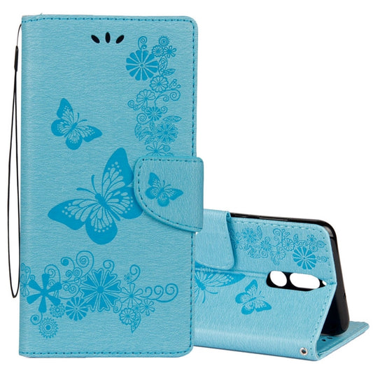 For Huawei  Mate 10 Lite Vintage Embossed Floral Butterfly Pattern Horizontal Flip Leather Case with Card Slot & Holder & Wallet & Lanyard (Blue) - Huawei Cases by buy2fix | Online Shopping UK | buy2fix