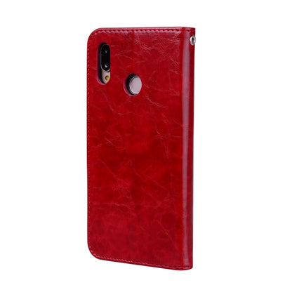 For Huawei P20 Lite Business Style Oil Wax Texture Horizontal Flip Leather Case with Holder & Card Slots & Wallet(Red) by buy2fix