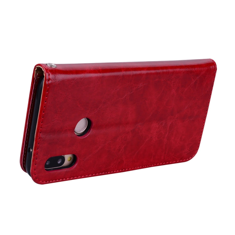 For Huawei P20 Lite Business Style Oil Wax Texture Horizontal Flip Leather Case with Holder & Card Slots & Wallet(Red) by buy2fix