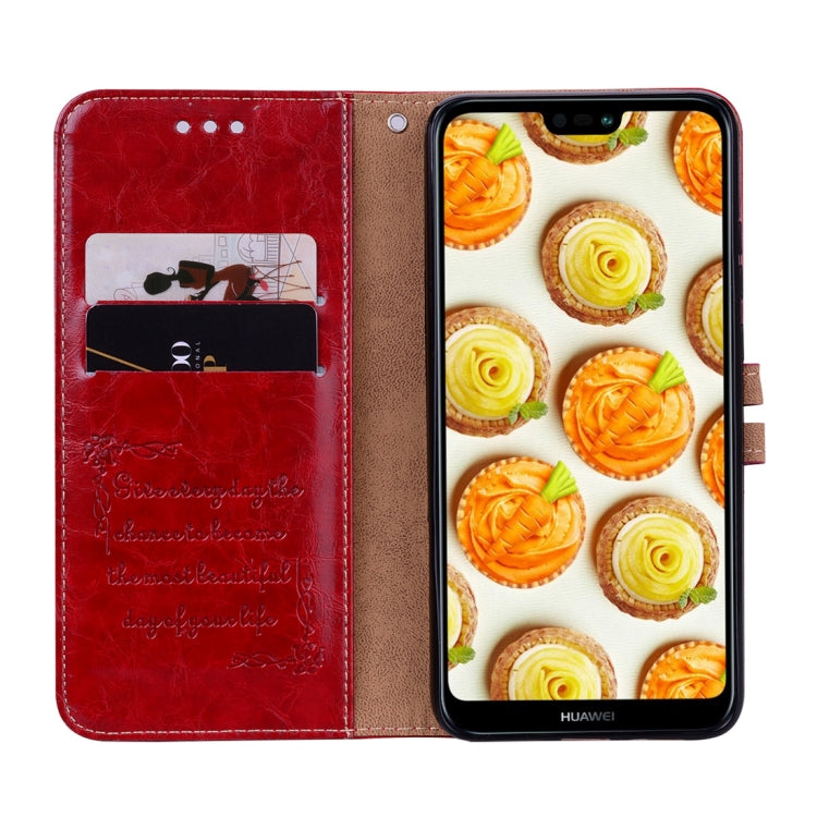 For Huawei P20 Lite Business Style Oil Wax Texture Horizontal Flip Leather Case with Holder & Card Slots & Wallet(Red) by buy2fix