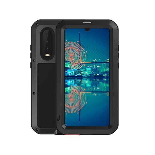 LOVE MEI Powerful Dustproof Shockproof Splashproof Metal + Silicone Combination Case for Huawei P30 (Black)