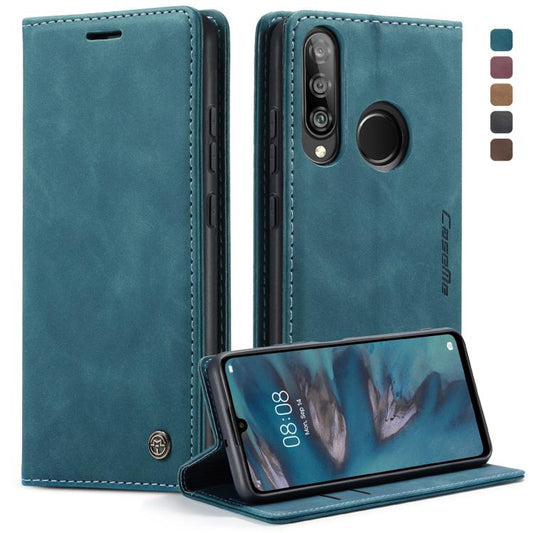 CaseMe-013 Multifunctional Retro Frosted Horizontal Flip Leather Case for Huawei P30 Lite, with Card Slot & Holder & Wallet (Blue) by CaseMe