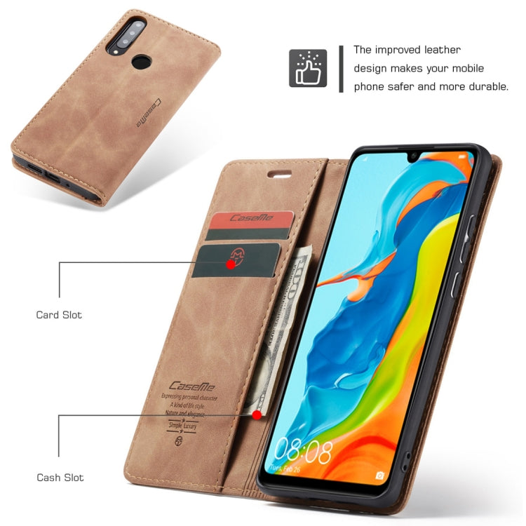 CaseMe-013 Multifunctional Retro Frosted Horizontal Flip Leather Case for Huawei P30 Lite, with Card Slot & Holder & Wallet (Brown) by CaseMe