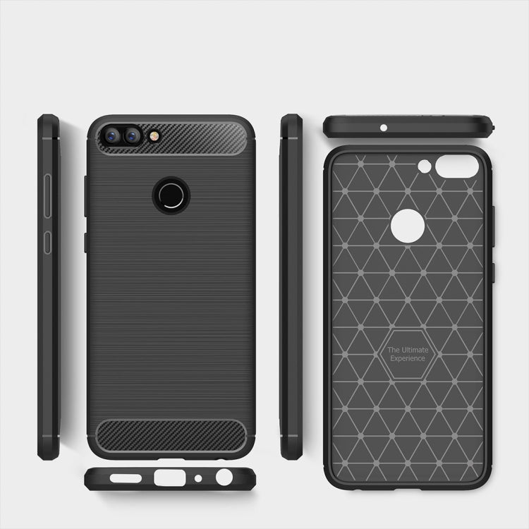 For Huawei  P smart / Enjoy 7S Brushed Texture Carbon Fiber Shockproof TPU Protective Back Case (Navy Blue) - Huawei Cases by buy2fix | Online Shopping UK | buy2fix