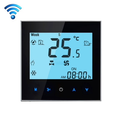 LCD Display Air Conditioning 2-Pipe Programmable Room Thermostat for Fan Coil Unit, Supports Wifi(Black) by buy2fix