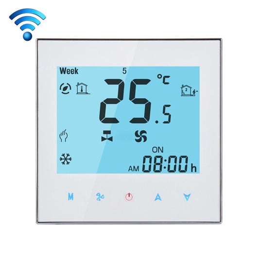 LCD Display Air Conditioning 2-Pipe Programmable Room Thermostat for Fan Coil Unit, Supports Wifi(White) by buy2fix